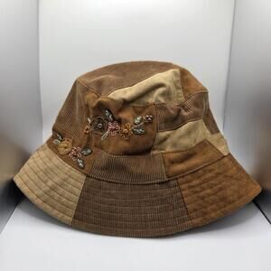 Cappelli Straworld Patch Work Bucket Hat Y2K Cottagecore Grunge